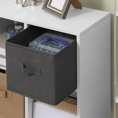 Wooden Chest Of 3 Fabric Drawers 95cm Wide With 6 Cube - Velmora