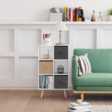 Wooden Chest Of 3 Fabric Drawers 95cm Wide With 6 Cube - Velmora