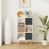Wooden Chest Of 3 Fabric Drawers 95cm Wide With 6 Cube - Velmora