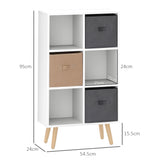 Wooden Chest Of 3 Fabric Drawers 95cm Wide With 6 Cube - Velmora