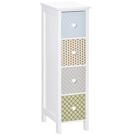 Wooden Chest Of 4 Drawers 25cm Wide - Velmora