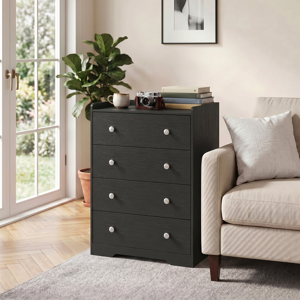 Wooden Chest Of 4 Drawers 60cm W x 37cm D - Velmora