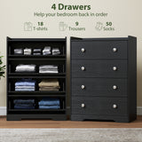 Wooden Chest Of 4 Drawers 60cm W x 37cm D - Velmora
