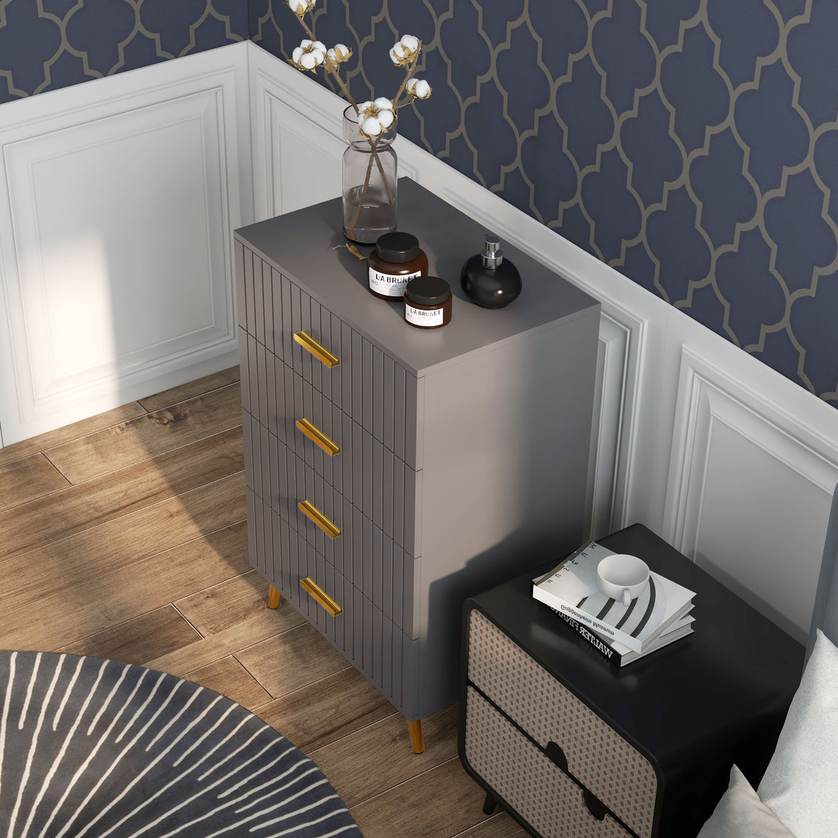 Wooden Chest Of 4 Drawers 60cm Wide - Velmora