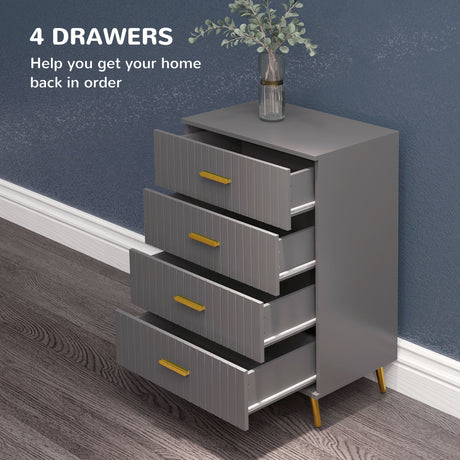 Wooden Chest Of 4 Drawers 60cm Wide - Velmora
