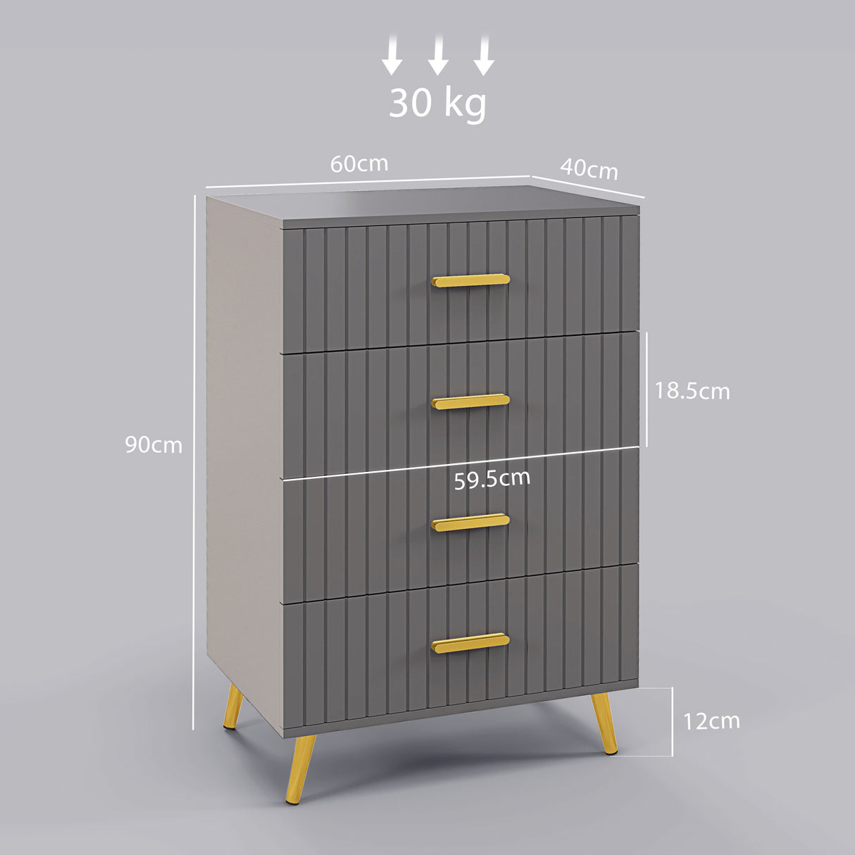 Wooden Chest Of 4 Drawers 60cm Wide - Velmora