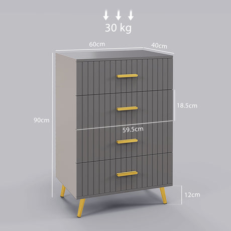Wooden Chest Of 4 Drawers 60cm Wide - Velmora