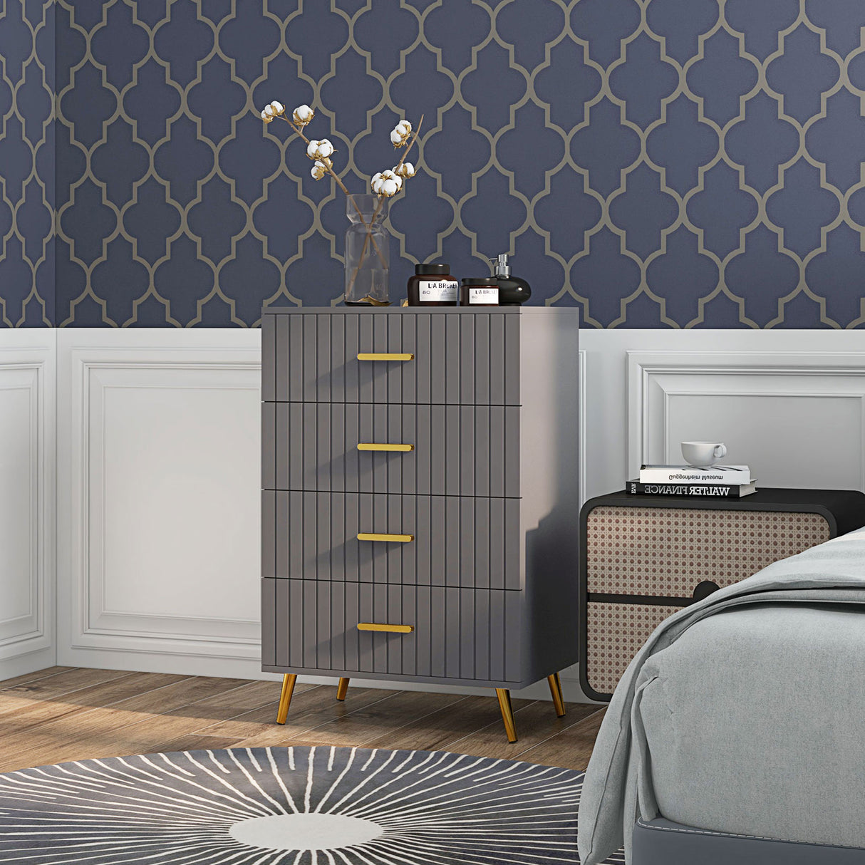 Wooden Chest Of 4 Drawers 60cm Wide - Velmora