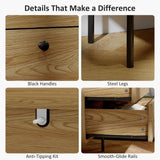 Wooden Chest Of 4 Drawers 60cm Wide With Black Metal Legs - Velmora