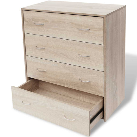Wooden Chest Of 4 Drawers 60cm Wide With Handle - Vantage Home