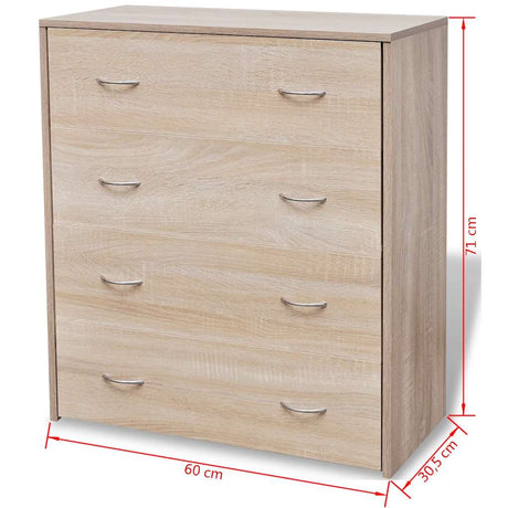 Wooden Chest Of 4 Drawers 60cm Wide With Handle - Vantage Home