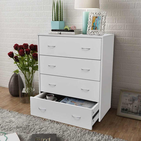 Wooden Chest Of 4 Drawers 60cm Wide With Handle - Vantage Home