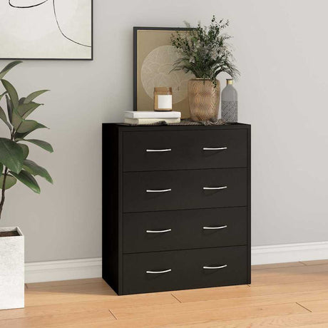 Wooden Chest Of 4 Drawers 60cm Wide With Handle - Vantage Home