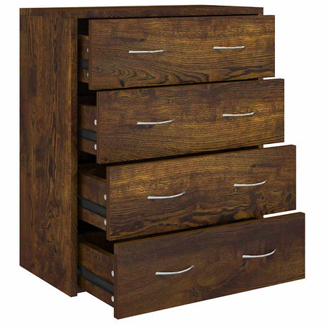 Wooden Chest Of 4 Drawers 60cm Wide With Handle - Vantage Home