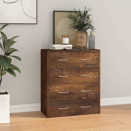 Wooden Chest Of 4 Drawers 60cm Wide With Handle - Vantage Home