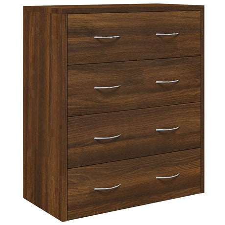 Wooden Chest Of 4 Drawers 60cm Wide With Handle - Vantage Home