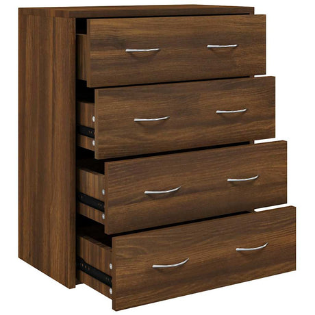 Wooden Chest Of 4 Drawers 60cm Wide With Handle - Vantage Home