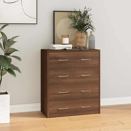 Wooden Chest Of 4 Drawers 60cm Wide With Handle - Vantage Home