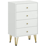 Wooden Chest Of 4 Drawers 60cm Wide With Metal Legs - Velmora