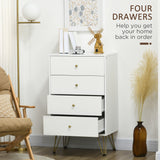 Wooden Chest Of 4 Drawers 60cm Wide With Metal Legs - Velmora