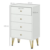 Wooden Chest Of 4 Drawers 60cm Wide With Metal Legs - Velmora