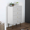 Wooden Chest Of 4 Drawers 60cm Wide With Metal Legs - Velmora