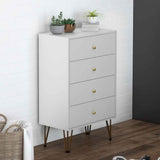 Wooden Chest Of 4 Drawers 60cm Wide With Metal Legs - Velmora