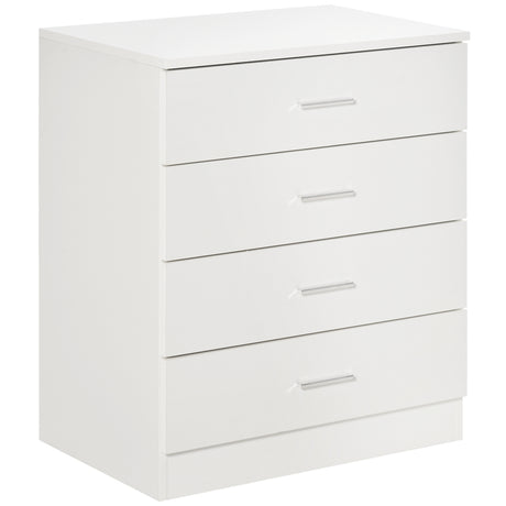 Wooden Chest Of 4 Drawers 60cm Wide With Metal Rails - Velmora