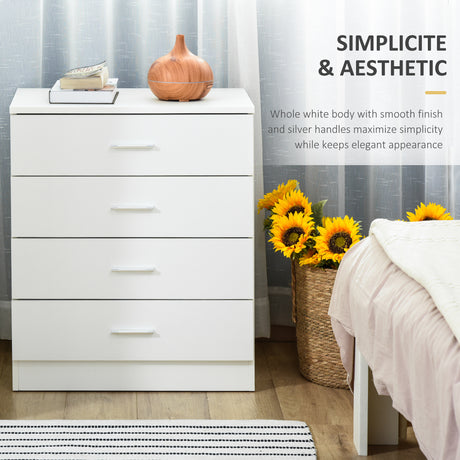 Wooden Chest Of 4 Drawers 60cm Wide With Metal Rails - Velmora