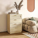 Wooden Chest Of 4 Drawers 60cm Wide With Rattan Weave Panel - Velmora