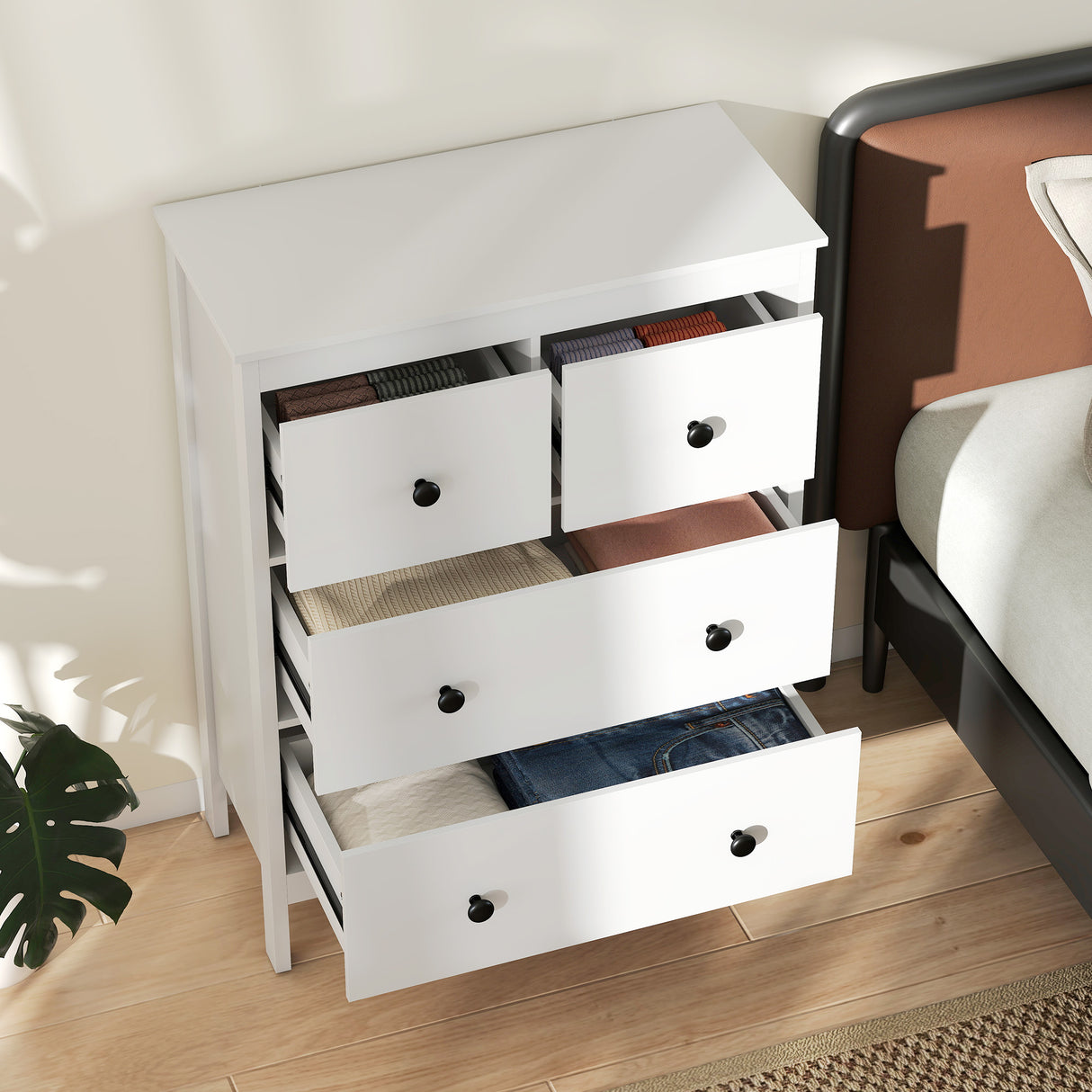 Wooden Chest Of 4 Drawers 74cm Wide - Velmora