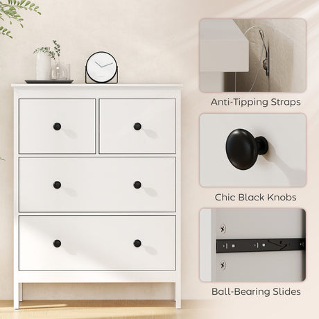 Wooden Chest Of 4 Drawers 74cm Wide - Velmora