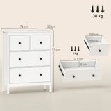 Wooden Chest Of 4 Drawers 74cm Wide - Velmora