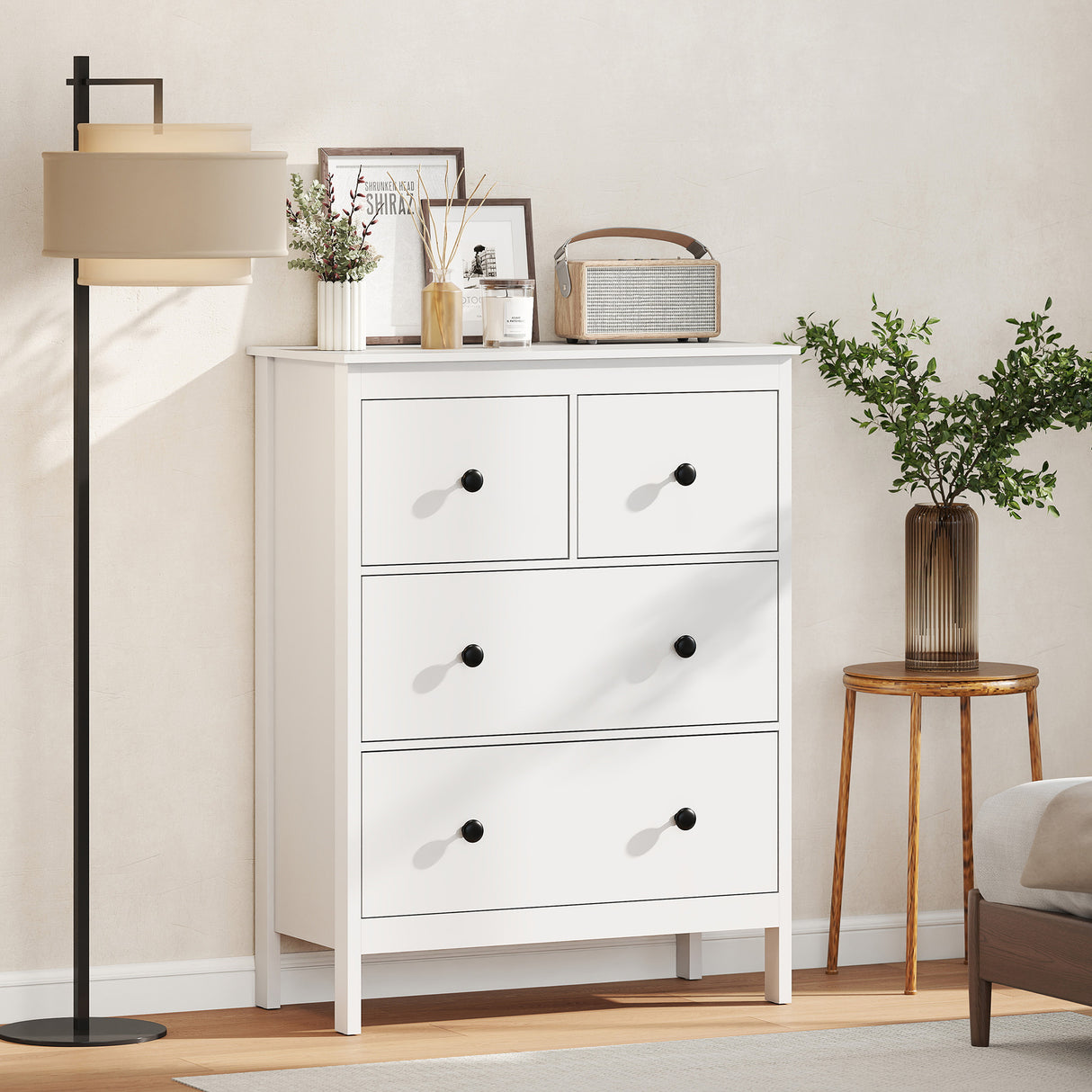 Wooden Chest Of 4 Drawers 74cm Wide - Velmora