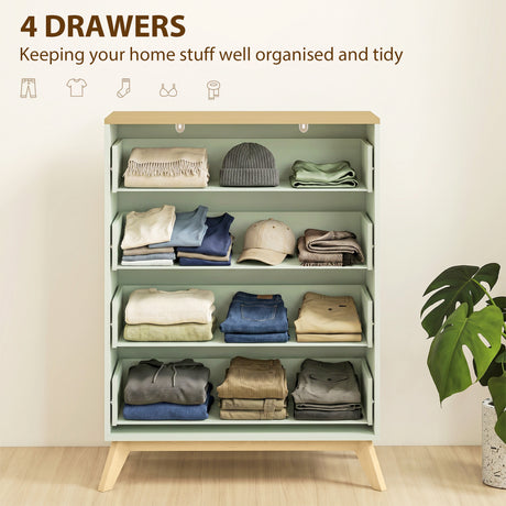 Wooden Chest Of 4 Drawers 77cm Wide - Velmora