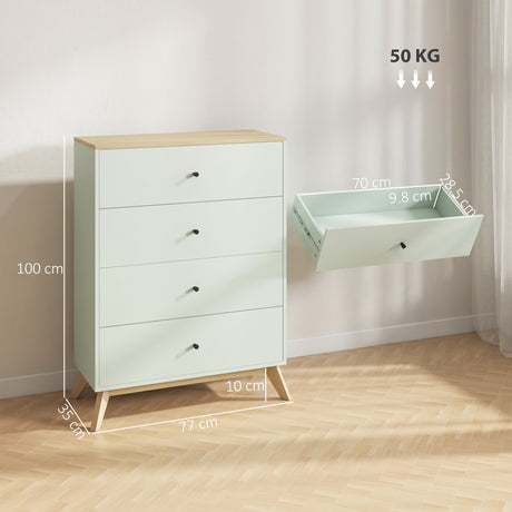 Wooden Chest Of 4 Drawers 77cm Wide - Velmora
