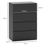 Wooden Chest Of 4 Drawers 80cm H x 55cm W x 34cm D - Velmora