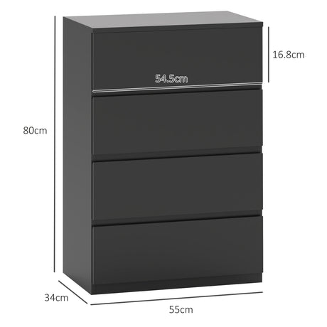 Wooden Chest Of 4 Drawers 80cm H x 55cm W x 34cm D - Velmora