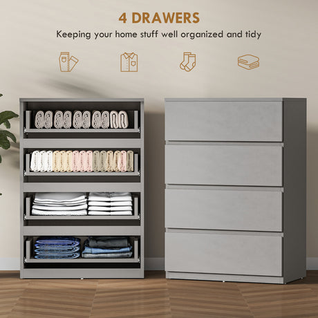 Wooden Chest Of 4 Drawers 80cm H x 55cm W x 34cm D - Velmora
