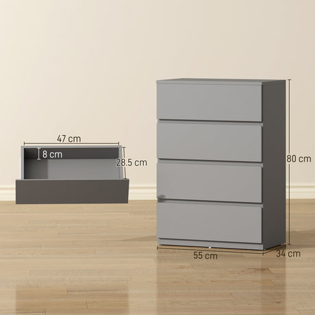 Wooden Chest Of 4 Drawers 80cm H x 55cm W x 34cm D - Velmora