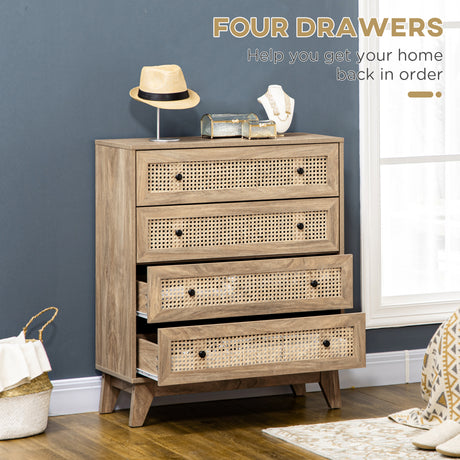 Wooden Chest Of 4 Drawers 80cm Wide - Velmora
