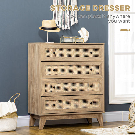 Wooden Chest Of 4 Drawers 80cm Wide - Velmora