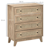 Wooden Chest Of 4 Drawers 80cm Wide - Velmora