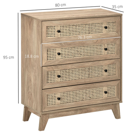 Wooden Chest Of 4 Drawers 80cm Wide - Velmora