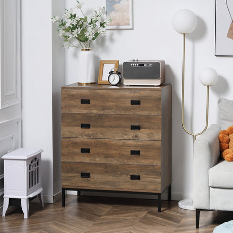 Wooden Chest Of 4 Drawers 80cm Wide With Bedside Cabinet 45cm Wide - Velmora