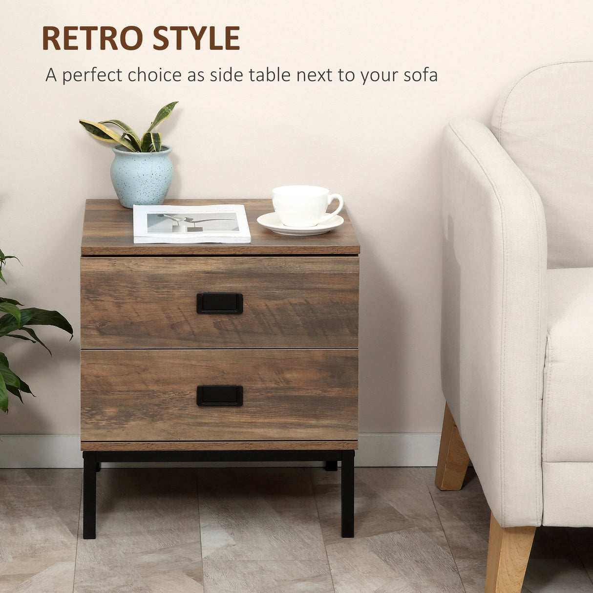 Wooden Chest Of 4 Drawers 80cm Wide With Bedside Cabinet 45cm Wide - Velmora
