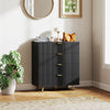 Wooden Chest Of 4 Drawers 80cm Wide With Gold Handles - Velmora