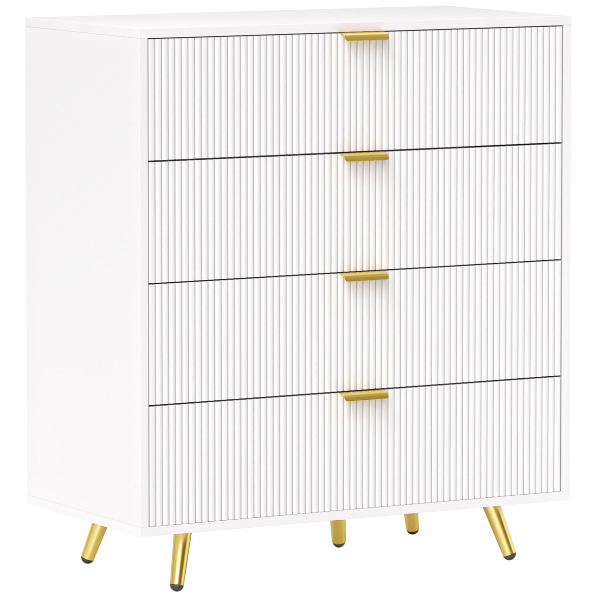 Wooden Chest Of 4 Drawers 80cm Wide With Gold Handles - Velmora