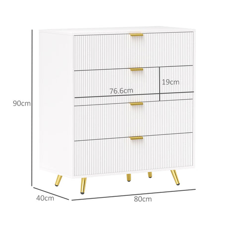Wooden Chest Of 4 Drawers 80cm Wide With Gold Handles - Velmora