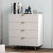 Wooden Chest Of 4 Drawers 80cm Wide With Gold Handles - Velmora